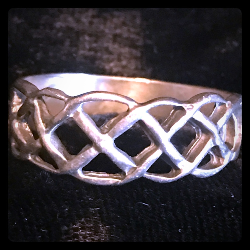 Vintage Silver Celtic Braid Openwork Band,Silver Ring Boho Ring Lucky Irish Ring